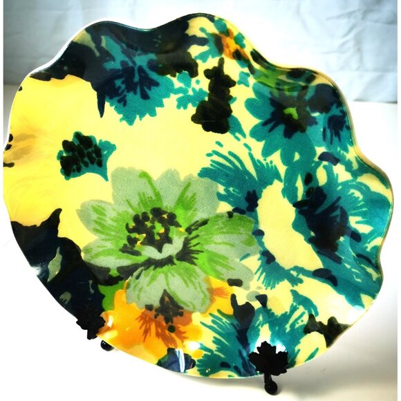 Plate 1960s Floral Fabric & Resin Tray includes Plate Stand both Vintage Canada - Picture 3 of 10